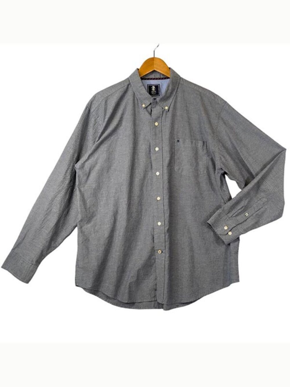 IZOD Button Down Shirt Mens XL Blue Front Pocket Long Sleeve‎ Classic